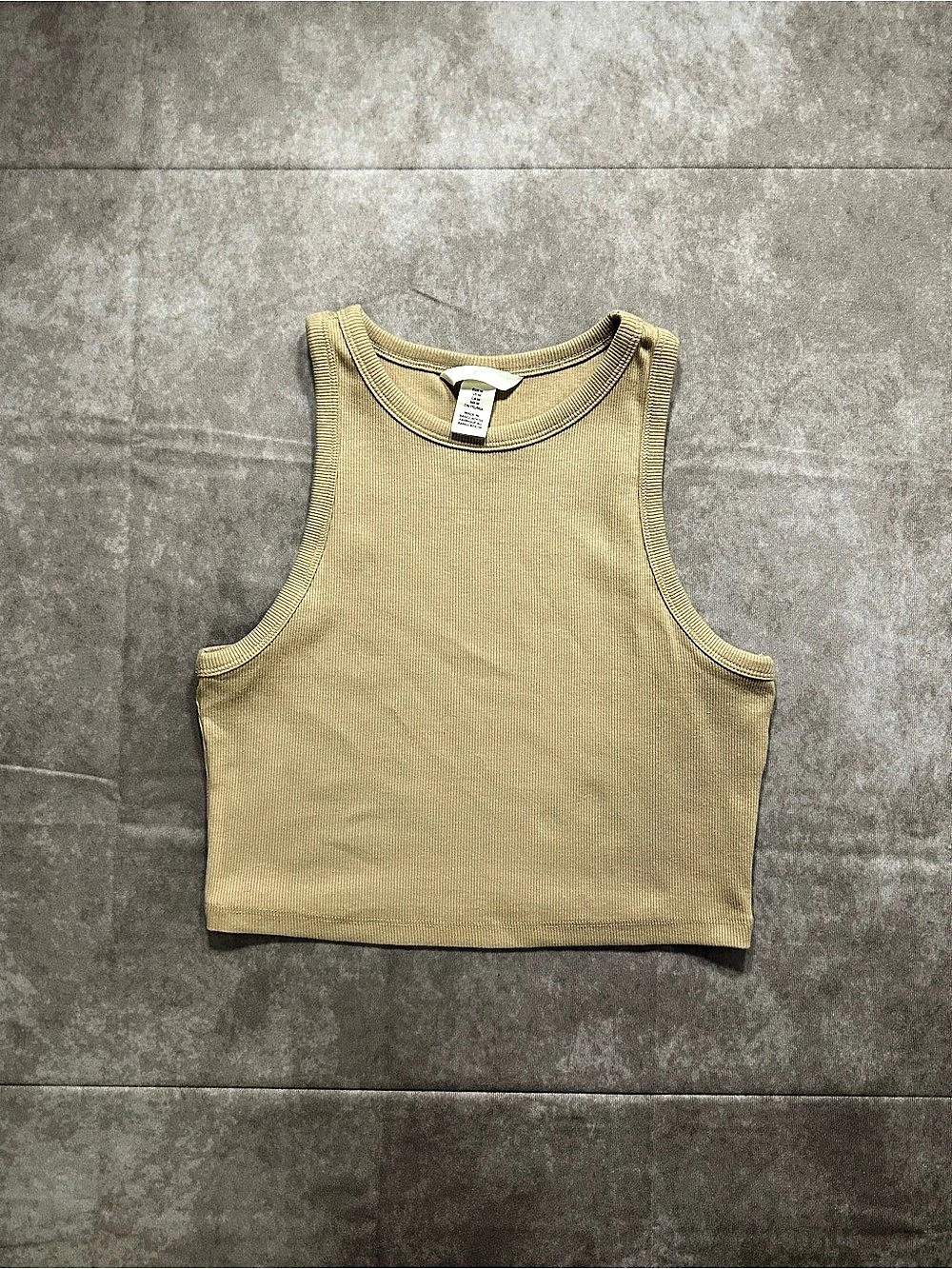 Beige Ribbed Crop Tank Top Size Medium